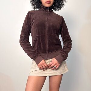 Vintage Y2K Brown Juicy Couture Velour Zip Up Jacket